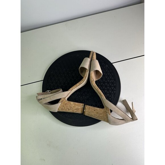 Anthropologie Cork Heeled Suede Sandals Sz 38 / 8 US - Picture 5 of 7